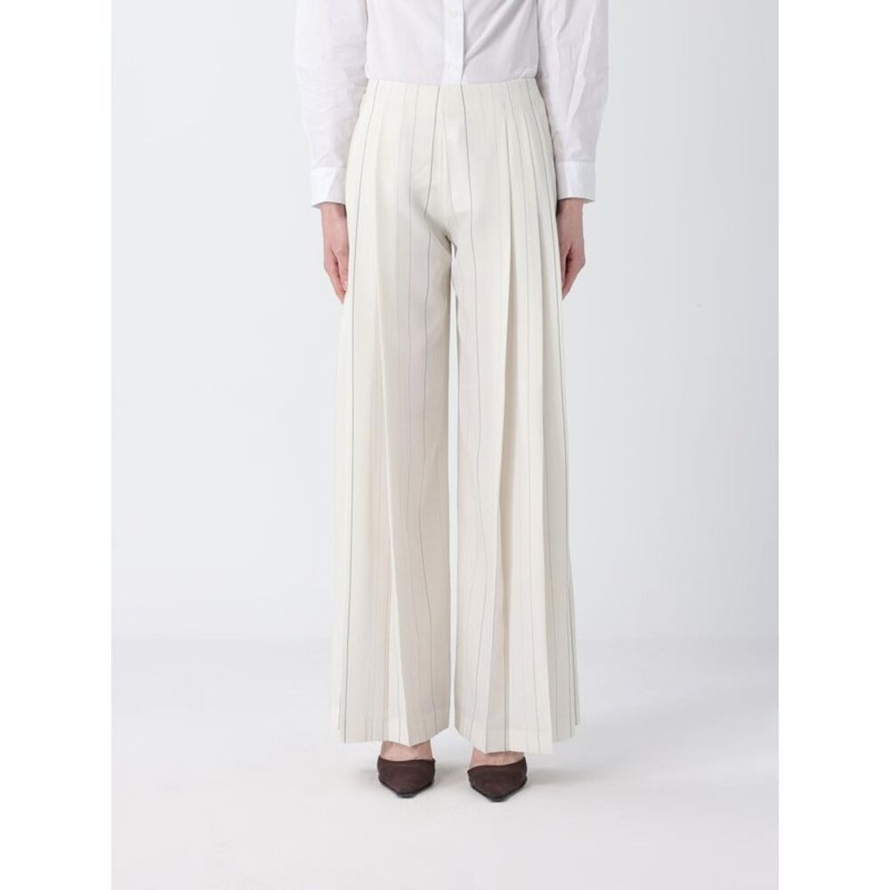 Semicouture Women Adelina Pleated Pinstripe Viscose Trousers Semicouture